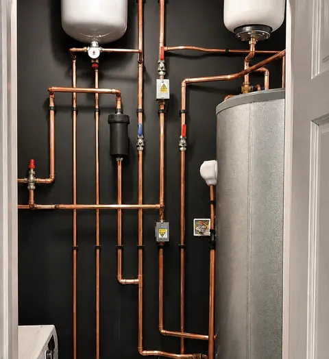 Hot water storage and expansion tanks plumbed by Desert Peak Plumbing Solutions
