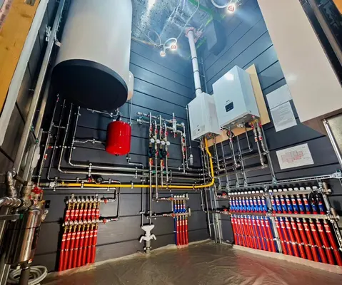 Summerlin mechanical room with wall-hung boilers, Las Vegas